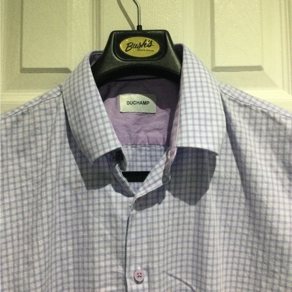 Duchamp Men’s Cotton Stylish Light Purple Checkered Shirt - Picture 7 of 9